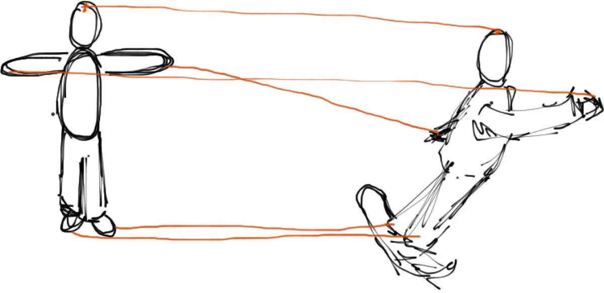 Diagram of snowboarder pose mapping