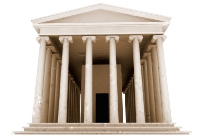 Stone columns supporting a classical structure